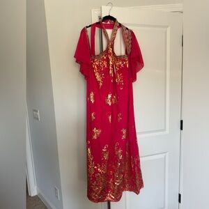Hot pink off shoulder belted maxi dress - BRAND NEW without tags - Indian style
